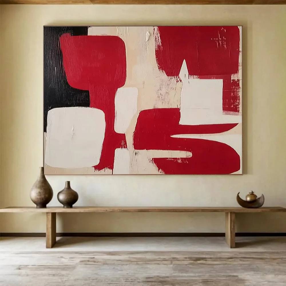 White Hand-painted Room Bold Abstract Canvas Artwork 6PDDH